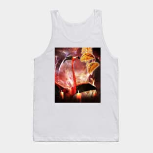 Demon Flamingo Eating Taco & Fries Tank Top